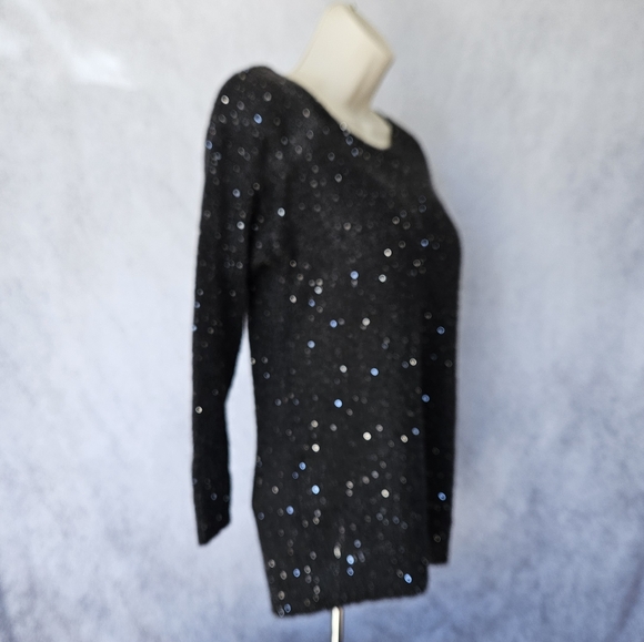 Ann Taylor Black Sequin 3/4 Sleeve Sweater - Picture 6 of 10